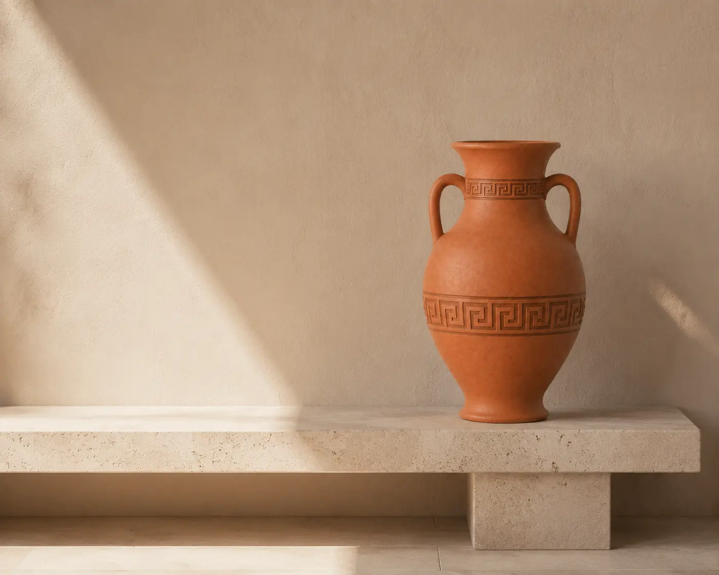 Amphore Grec sur une console minérale