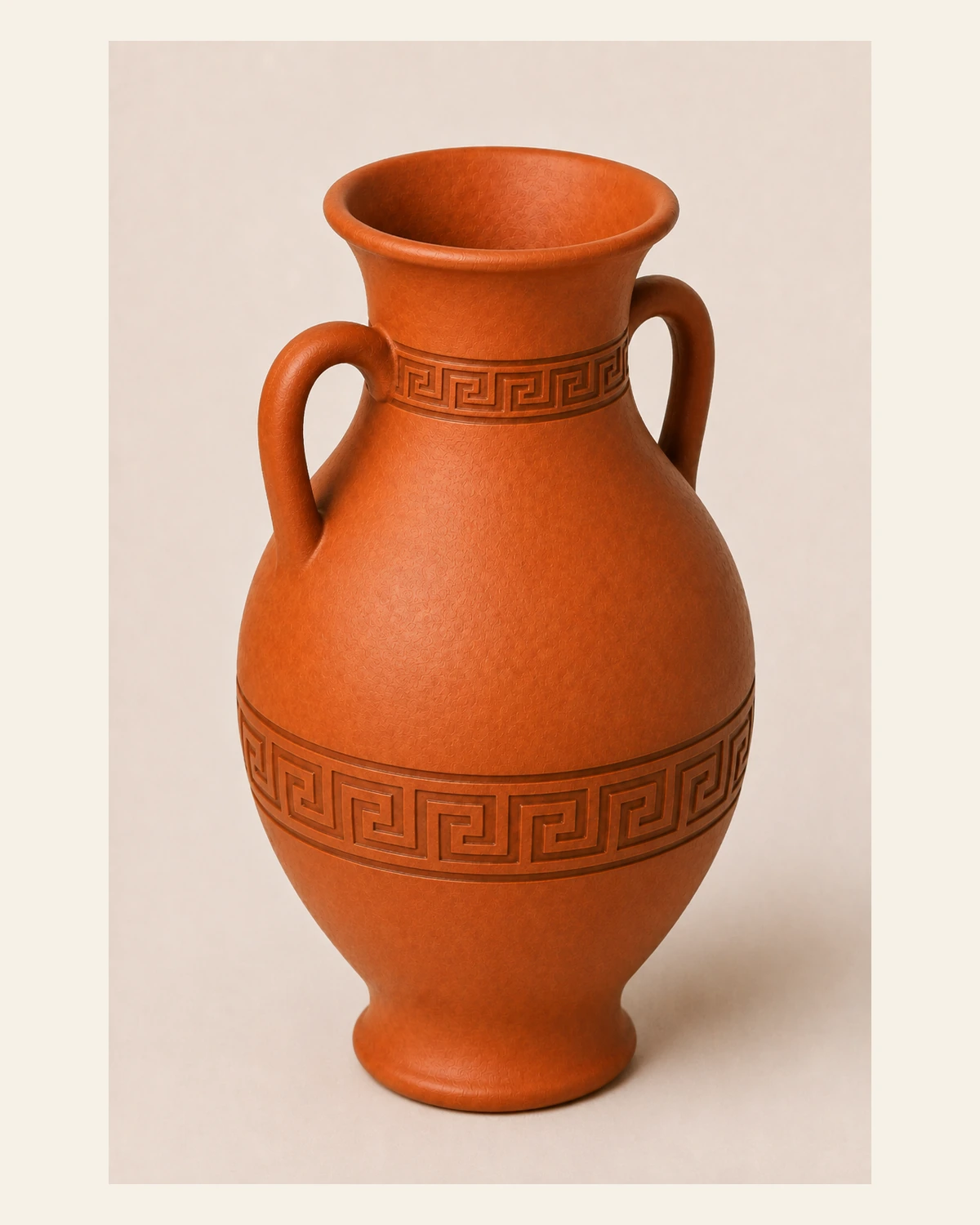Amphore Grec vue de face en finition terracotta naturelle mate