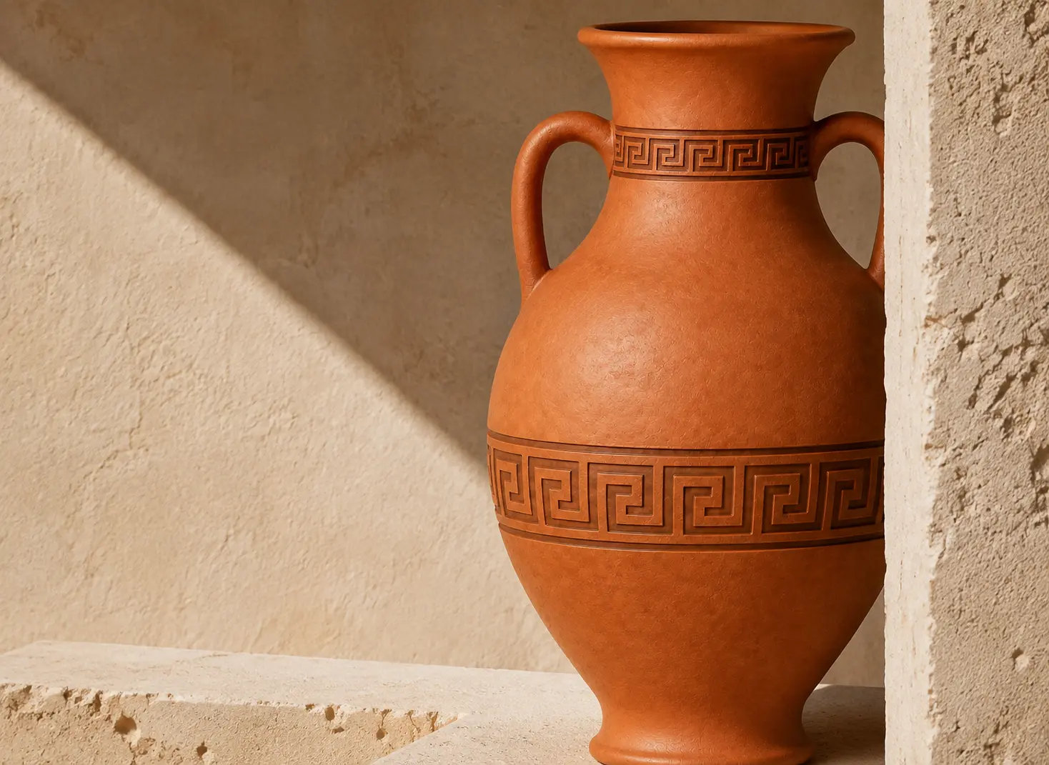 Amphore Grec entre matière minérale et lumière